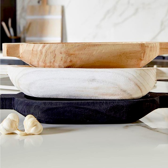 Paulownia Large Double Handle Tray - Black - Picture 1 of 3